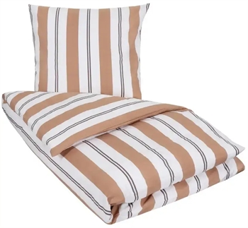 Billede af Stribet sengetøj 140x220 cm - Rikke brun - Sengesæt i 100% bomuld - Nordstrand Home